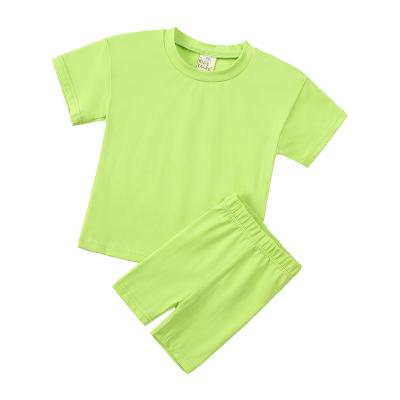 China 2023 Breathable Winter Kids Clothing Boutique Shorts Children's Green Short Sleeve Clothes Set For Boys for sale