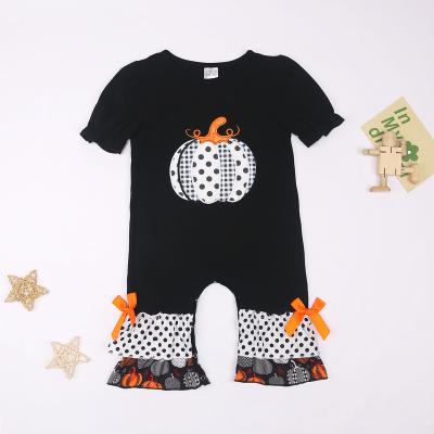 China Cotton Spandex/Cotton Soft Black Color Full Sleeves Shorts Jumpsuit For Infant Baby Halloween Custom Clothing for sale