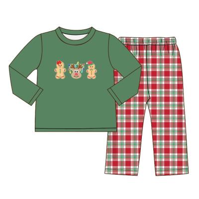 China Breathable Clothing Boy Clothes Set For Boys Kids Clothes Baby Boy Set Gingerbread Man Embroidery for sale