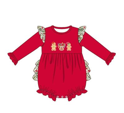 China Girl Romper Kids Clothes Breathable Children Clothing For Girls Gingerbread Man Embroidery for sale