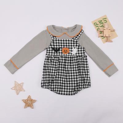 China Girl Romper Kids Clothes Breathable Kids Clothes Clothing For Pumpkin Embroidery And Plaid for sale