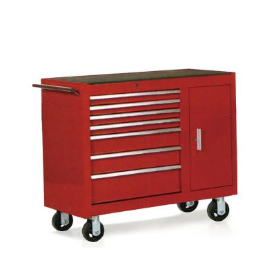 중국 Corrosion Protection Seven Drawer Tool Cabinet With Double Boxes Locking Caster Wheel 4 Rubber Wheels Storing Shelves 판매용