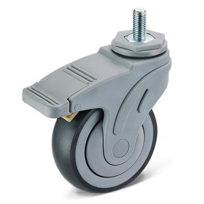 China Other Threaded Swivel To Stem Medical Caster With Brake Caster Wheel 3 Inch 4 Inch TPR Medical Caster With PP Core for sale