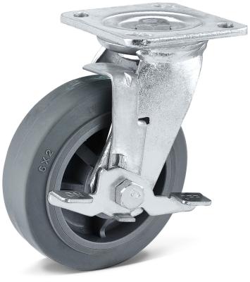 Cina PIVOTING Wbd 150mm Diameter 6 Inch TPR With PP Core Heavy Industrial Swivel Casters For Factory Suppliers With Side Wheel Brake in vendita