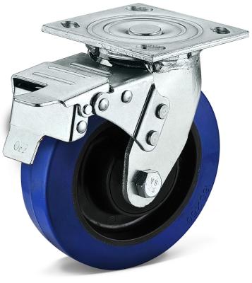 中国 SWIVEL Institutional Casters American Style Heavy Duty Elastic Rubber Swivel Wheel With Full Brake Isolation Electric Wheel 販売のため