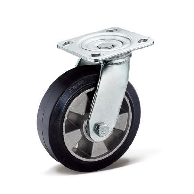 中国 PIVOT Heavy Duty Industrial Black Rubber Wheel 4/5/6/7/8 Inch Activity Caster With Aluminum Core For Construction Aerospace Industry 販売のため