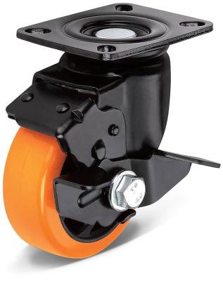 China SWIVEL Medium Duty PU Polyurethane Casters Used In Factory Handling Cart Hotel Tolley Leg Orange 3/4/5/6 INCH à venda