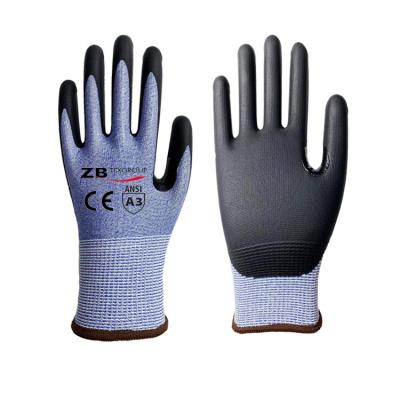 China Daily Work / Warhousing Anti Slip HPPE Nitrile Coating Ended Working Hand Safety Cut Resistant Gloves for sale