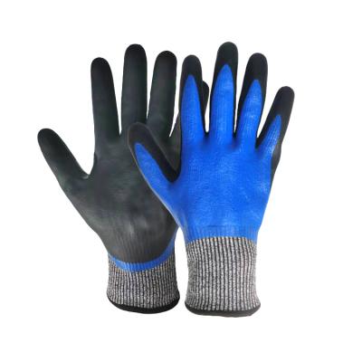 China Individual Packing / Delivery 13G HPPE Cut Resistant Full Nitrile Coated Sandy Oil Waterproof Safety Gloves for sale