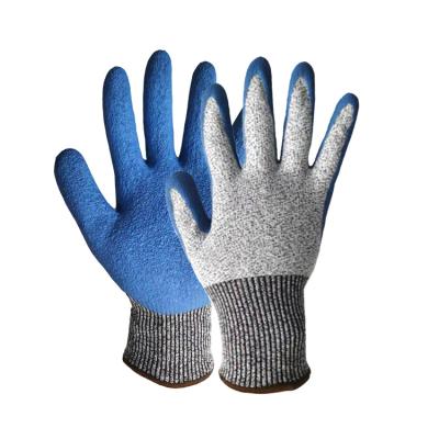 China Durable Factory 13G Latex Coated Safety Glass Level 5 HPPE Cut Resistant Safety Gloves for sale