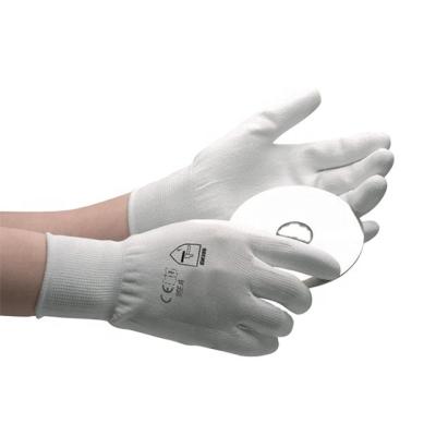 China Comfortable/Sofety EN388 knitted white color nylon/polyester PU coated gloves work safety gloves for sale