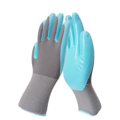 China Gardening Nylon Knitted 13G Liner With Nitrile Coated Garden Construction Safety Gloves for sale