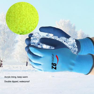 China Work Cold Storage Latex Sandy Finished Double Dipped Acrylic Waterproof Coating Liner Thermal Winter Work Outdoor Gloves for sale