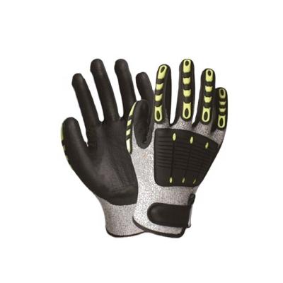 China EN388 4544EP Occupational Safety Gloves Impact Resistant TPR PU Coated Anti Cut Protection Gloves for sale