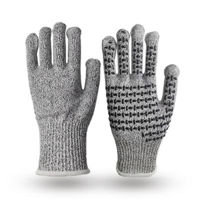 China Daily Work /Manufacturing 13G HPPE Coating Anti-Cut Slip Touch Screen Cut Resistant Gloves with Silicon Dotted on Palm for sale