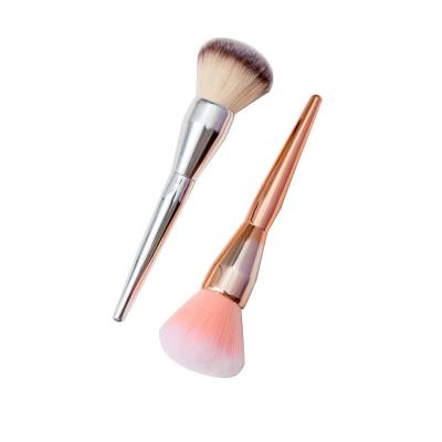 China Fan Brush 2023 New Single Electroplating Handle Blush Brush Fiber Hair Face Powder Makeup Brush Beauty Tools Factory Wholesale for sale