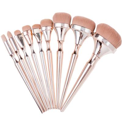 China Fan Brush 9 ICO Makeup Brush Set Toothbrush Type Electroplating Handle Blush Golden Border Brush Repair Brush Beauty Tools for sale