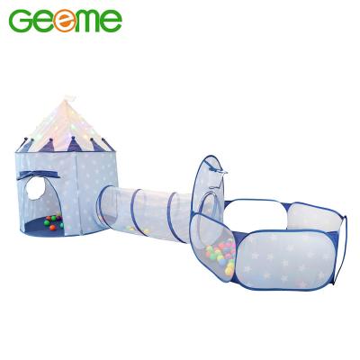 China 3-in-1 Design JT024G 3Pcs Set 3 in 1 Indoor and Outdoor Game House Include Tent Tunnel Ocean Ball Pool with Basketball Hoop for sale