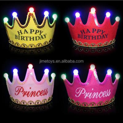 China Fabric Felt + New Design Kids Birthday Plastic Crown Princess with Lights for sale