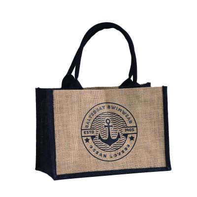 China Eco-Friendly and Economic Hot Selling Custom Made Canvas Jute Tote Handbag Logo Print Plain Burlap Shopping Bag for sale