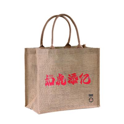 China Wholesale Eco-Friendly And Economical Woman Tote Large Capacity Casual Canvas Handbag Printed Jute Beach Shoulder Shopping Bag for sale