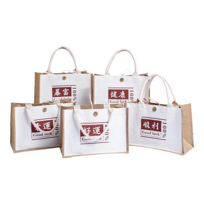 China Custom Eco-Friendly and Economical High Quality Waterproof Jute Sack Printing Burlap Tote Bag for sale