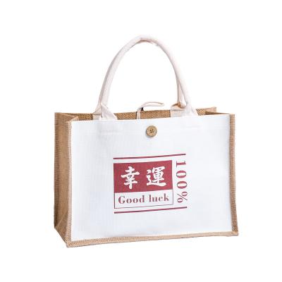 China Eco-Friendly and Economical Wholesale Natural Canvas Wedding Returns Burlap Gift Canvas Tote Black Beach Burlap Jute Shopping Bag for sale