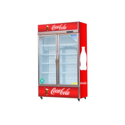 China Single-temperature Supermarket Commercial Display Door Crate Coca Cold Drinks Fridge No Frost Transparent Glass Cold Beverage Refrigerator for sale