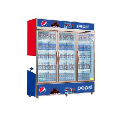 China Single-temperature Freezer Pepsi Commercial Vertical Glass Door Display Fridge Refrigerator Restaurant Refrigeration Equipment for sale