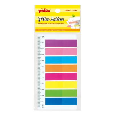 China Color film self-adhesive fluorescent index, transparent plastic sticky notes for sale