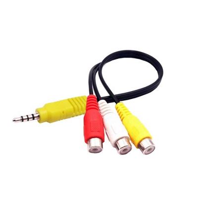 China Multimedia 3.5mm 4 Pole Plug to 3 RCA Female Adapter 3.5mm Audio Video to RCA Cable for AV, LCD, TV, HDTV for sale