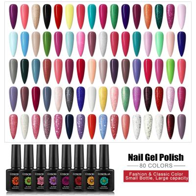 China Wholesale Nail Art Beauty COSCELIA 80 Colors Soak Off Gel Nail Polish 10ml Plastic Bottle for sale