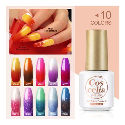 China Color Changing By COSCELIA 2022 New Fashion 7ml Temperature Change Nail Polish Gel Color Mood Changing Gel Soak Off Lasting Nail Art Salon for sale