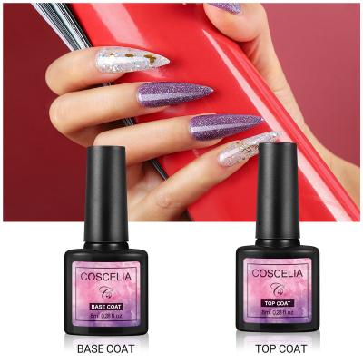 China Nail Art Beauty COSCELIA Gel Nail Polish Base Coat No Cloth Top Coat Set For Pedicure Polish Kit Wholesale Salon Supplies Nail UV Gel Manicure for sale