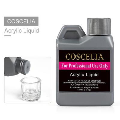 China COSCELIA 120ml Fashionable Monomer Acrylic Nail Liquid For Nail Acrylic Powder Logo Private Label Transparent Liquid Nail Art Custom for sale