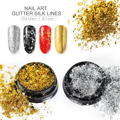 China Custom COSCELIA OEM Logo Gold Foil Transfer Nail Art Glitter Silk Lines Nail Foil Decorations Fashionable Silver Colored Salon Manicure for sale