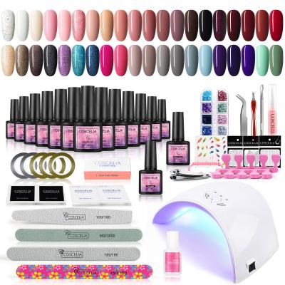 China COSCELIA A fashionable full set of gel nail polish kits 40 colors led lamp and tools for beginners for sale