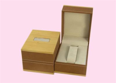 China Brown Leather Square Watch Gift Box Plastic Mould C Holder Packaging for sale