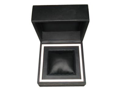 China Luxury Square  Handmade Black Leather Watch Display Box With Soft PU Pillow for sale