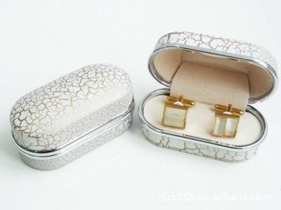 China Personalized White Leather Cufflink Box Plastic Mould Perfect Handmade for sale