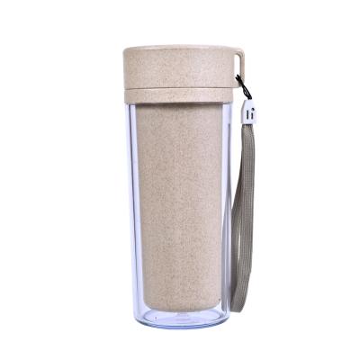 China Drinkware Straw Wheat Material Double Wall Style Cheap Portable Mug for sale