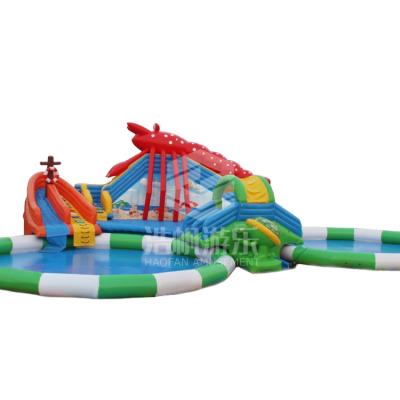 China Outdoor Wholesale Adult Size Lobster Large Commercial Grade Inflatable Playground Pool Combo Water Slide For Kids And Adult for sale