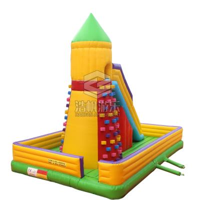 China Mini Kids Slide Wall Rock Playground China Amusement Kids Playground Outdoor Party Rent Inflatable Rising Tower Game For Events Sport for sale