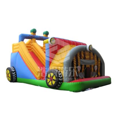 China Outdoor Playground Attracion Castle Bouncy House Jumping Inflatable Kids Car Slide for sale