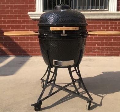 China Ceramic 22 Inch Kamado Grill Black Glazed For Standing Grills Steaks zu verkaufen