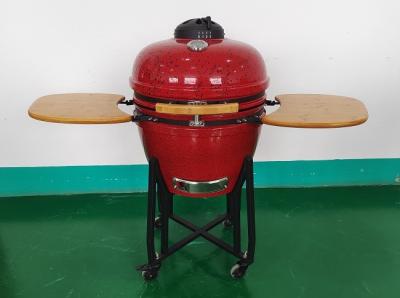 中国 Charcoal Nylon Wheels 22 Inch Ceramic Kamado Grills BBQ Bamboo Handlle 販売のため