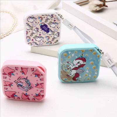 China Wholesale high quality creative cartoon small output left multi-U small price cute mini power bank with lanyard for sale