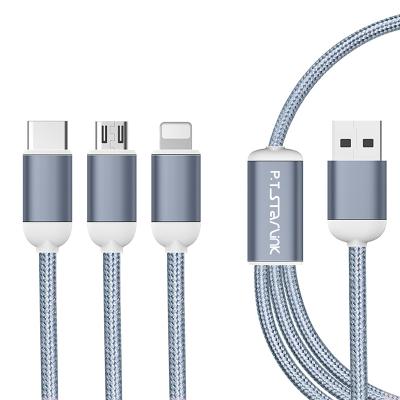 China Supports IOS Data Transmission / High Quality USB Charging Data Cable 3 in 1 Fast Charging Data Cable 3 in 1 for IOS and Micro-B and Type-C for sale