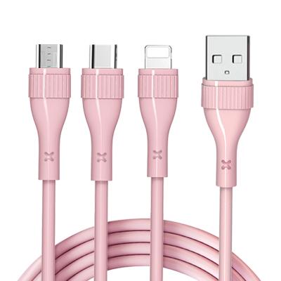 China Durable 3 in 1 USB Cable For iPhone Android 2.4A Fast Charging Data Cable For Huawei for sale