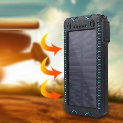 China Abrasion-resistant TPU-coated internal portable waterproof solar panel mobile power banks 10000mah solar power bank with led light for sale